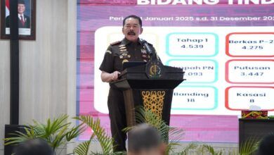 Jaksa Agung ST Burhanuddin saat menyambangi kantor Kejati Kaltim dan menekankan pentingnya penanganan kasus korupsi yang berpotensi terjadi di sektor Energi dan SDA. (IST)